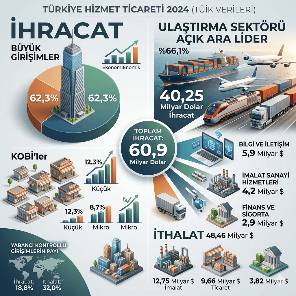 Hizmet İhracatında Büyük Şirketler ve Lojistik Sektörü Zirvede! 60 Milyar Dolarlık Dev Hacim