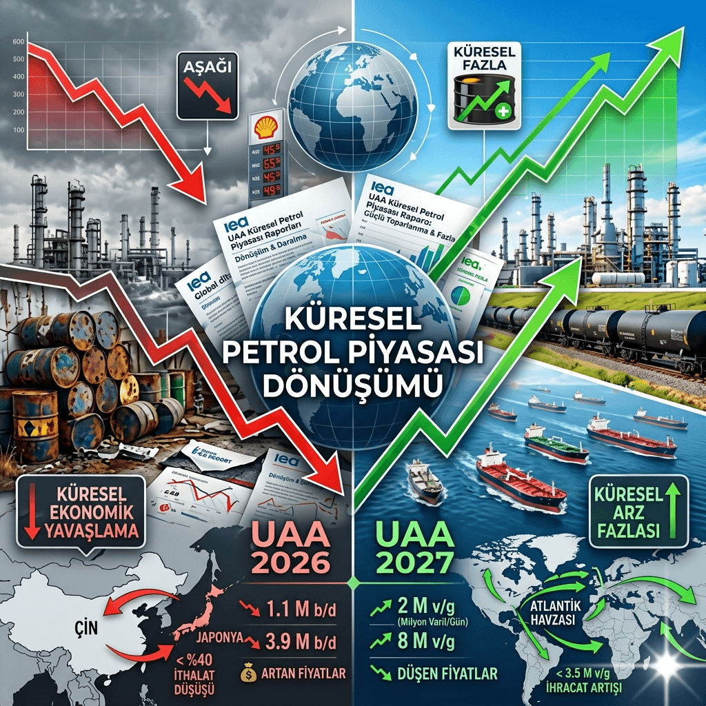 IEA Raporu: Küresel Petrol Talebi 2026’da Geriliyor, 2027’de Güçlü Arz Fazlası Bekleniyor