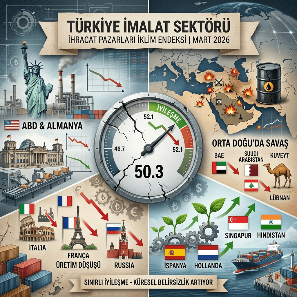 İSO İhracat İklim Endeksi Mart 2026: 27 Aylık İyileşme Sürüyor, Küresel Talepte Yavaşlama Sinyali