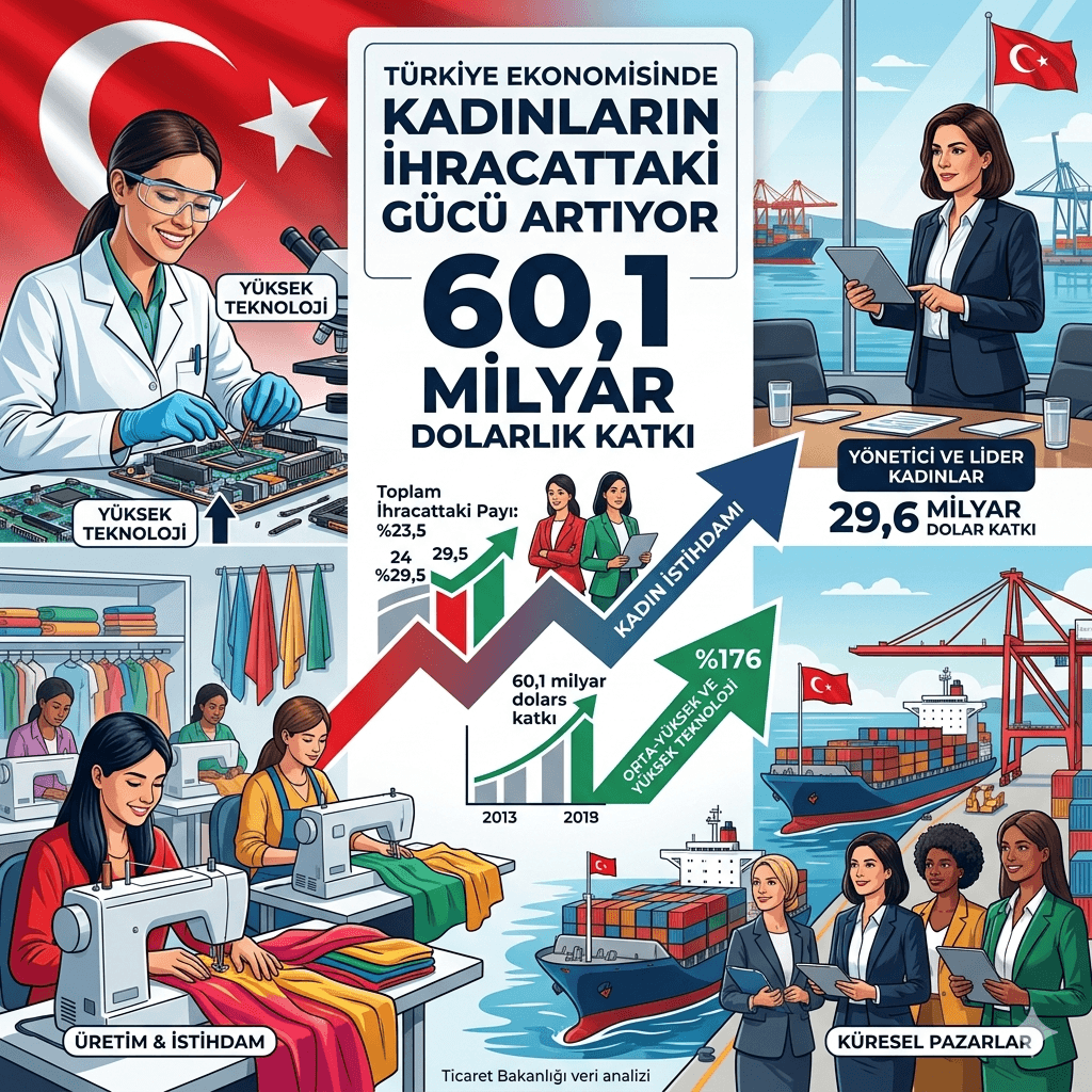Kadınların İhracattaki Gücü Katlanıyor: 60,1 Milyar Dolarlık Katkı, Yüksek Teknolojide %176 Artış ve Türkiye Ekonomisine Stratejik Destek!