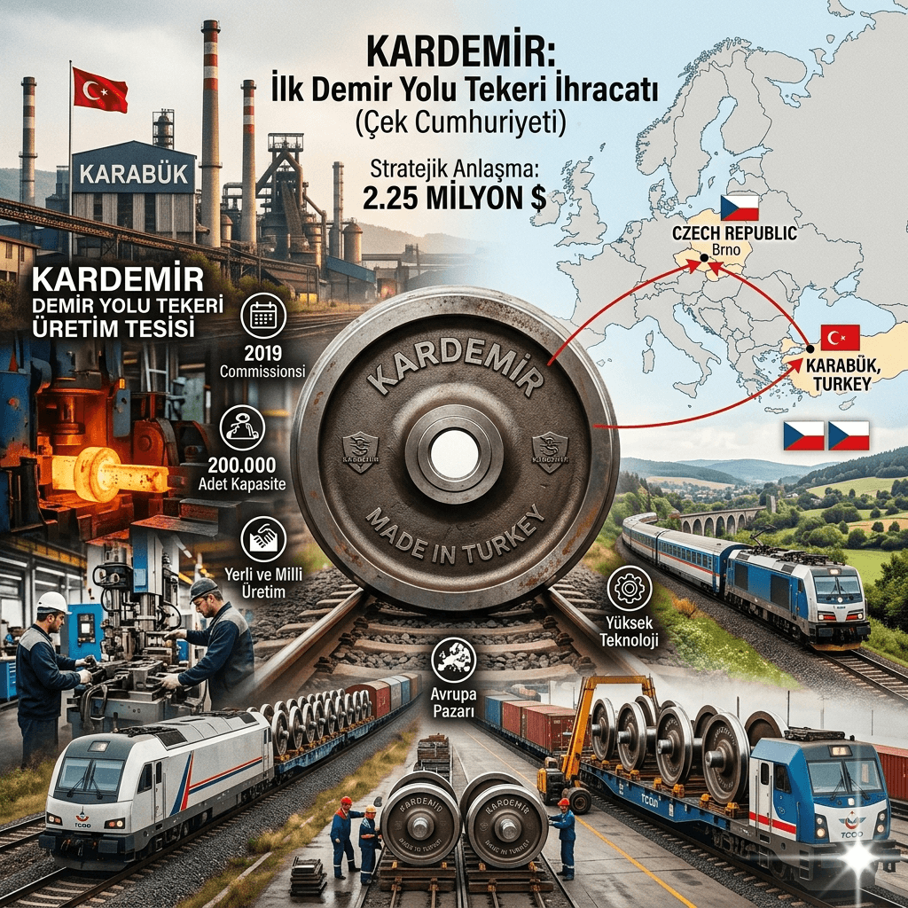 KARDEMİR’den Avrupa’ya Stratejik İhracat Hamlesi: Çek Cumhuriyeti’ne 2,25 Milyon Dolarlık Demir Yolu Tekeri Sevkiyatı