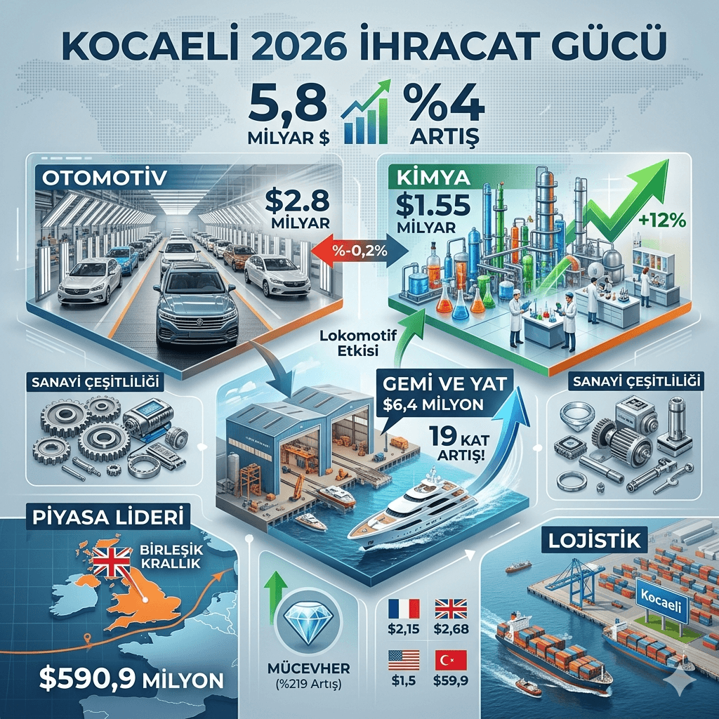 Kocaeli İhracatında Avrupa Zirvede: 2026’nın İlk Çeyreğinde En Büyük Artış Fas’a, Otomotivde Duraksama, Kimya Sektörü İlk Sırada