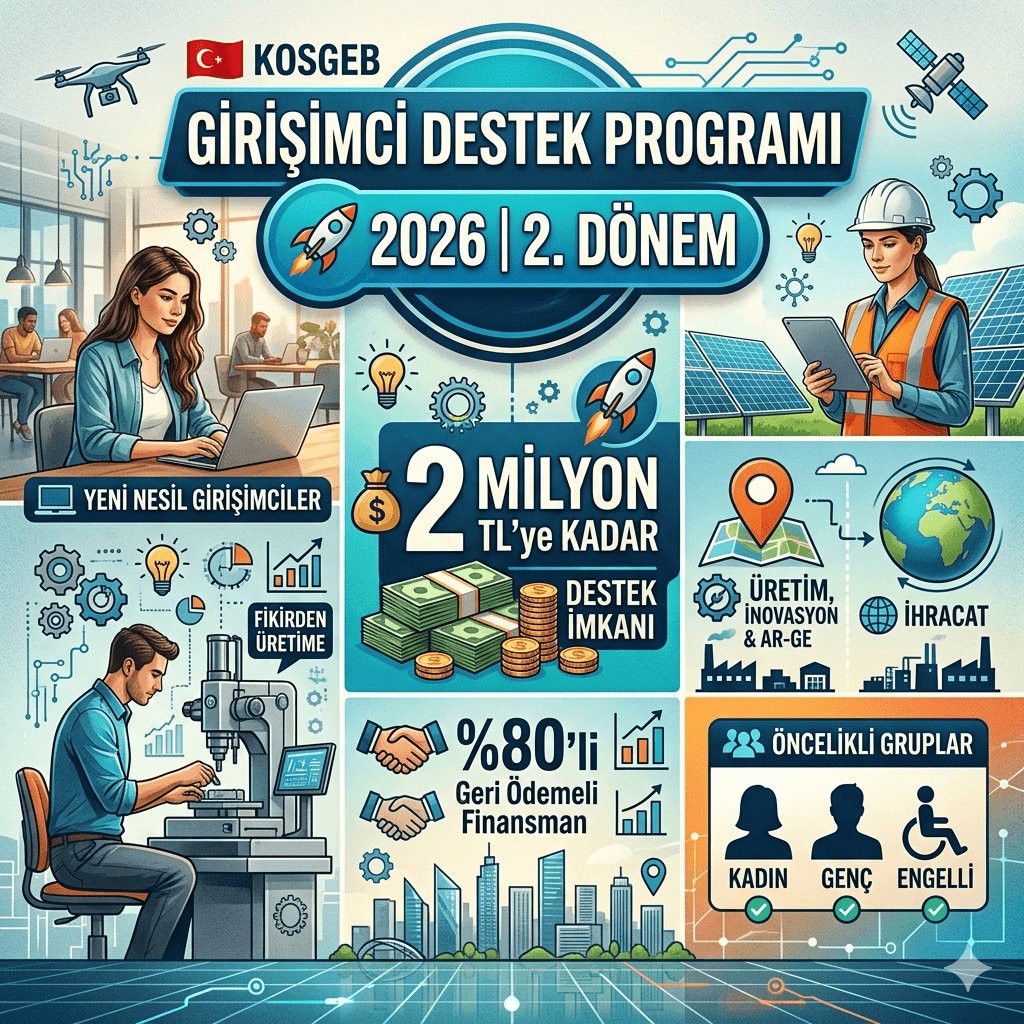 KOSGEB 2026 Girişimci Destek Programı Başladı: 2 Milyon TL’ye Kadar İş Geliştirme Desteği ve Başvuru Tarihleri Açıklandı