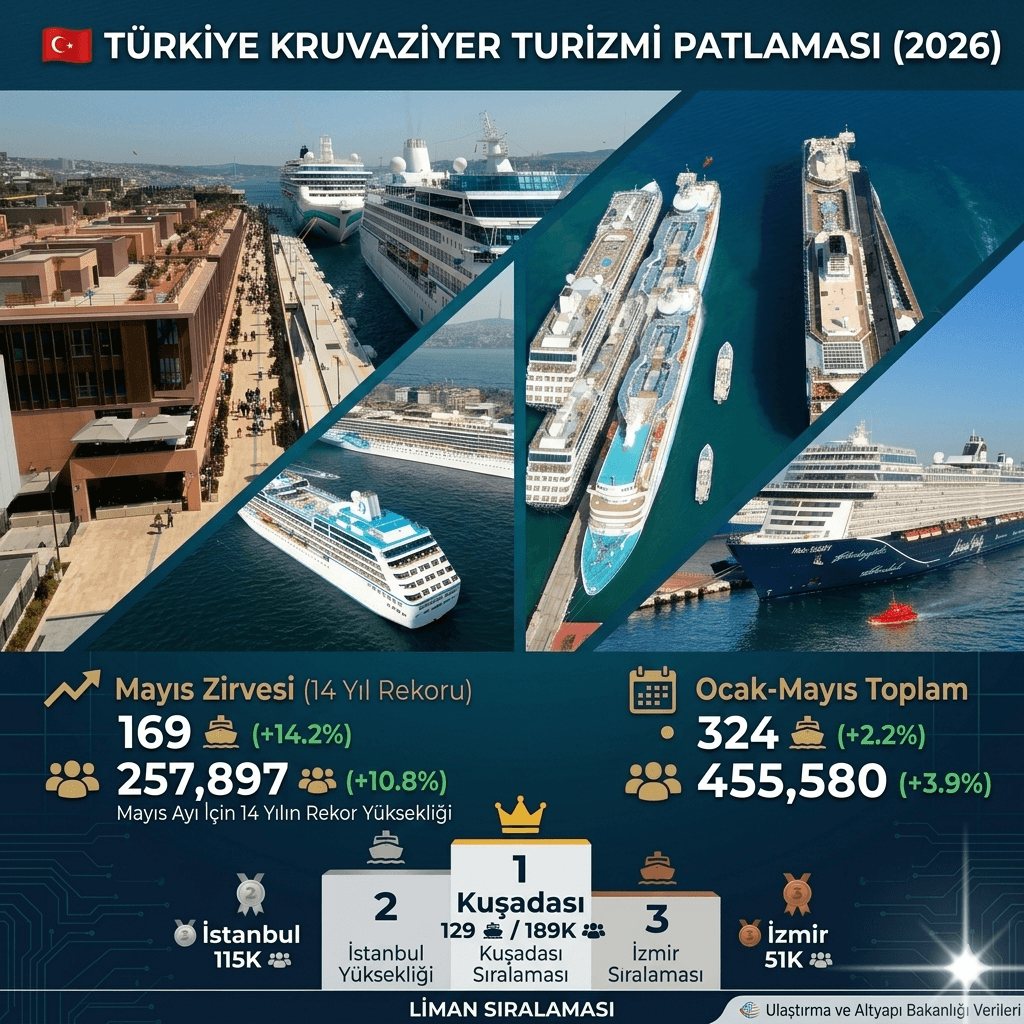 Kruvaziyer Turizminde Rekor: Gemi ve Yolcu Sayısı Son 14 Yılın Zirvesine Ulaştı