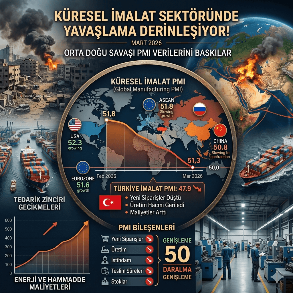 Küresel İmalat PMI Geriledi: Orta Doğu Savaşı Tedarik Zincirini Vurdu | İSO Mart 2026 Raporu
