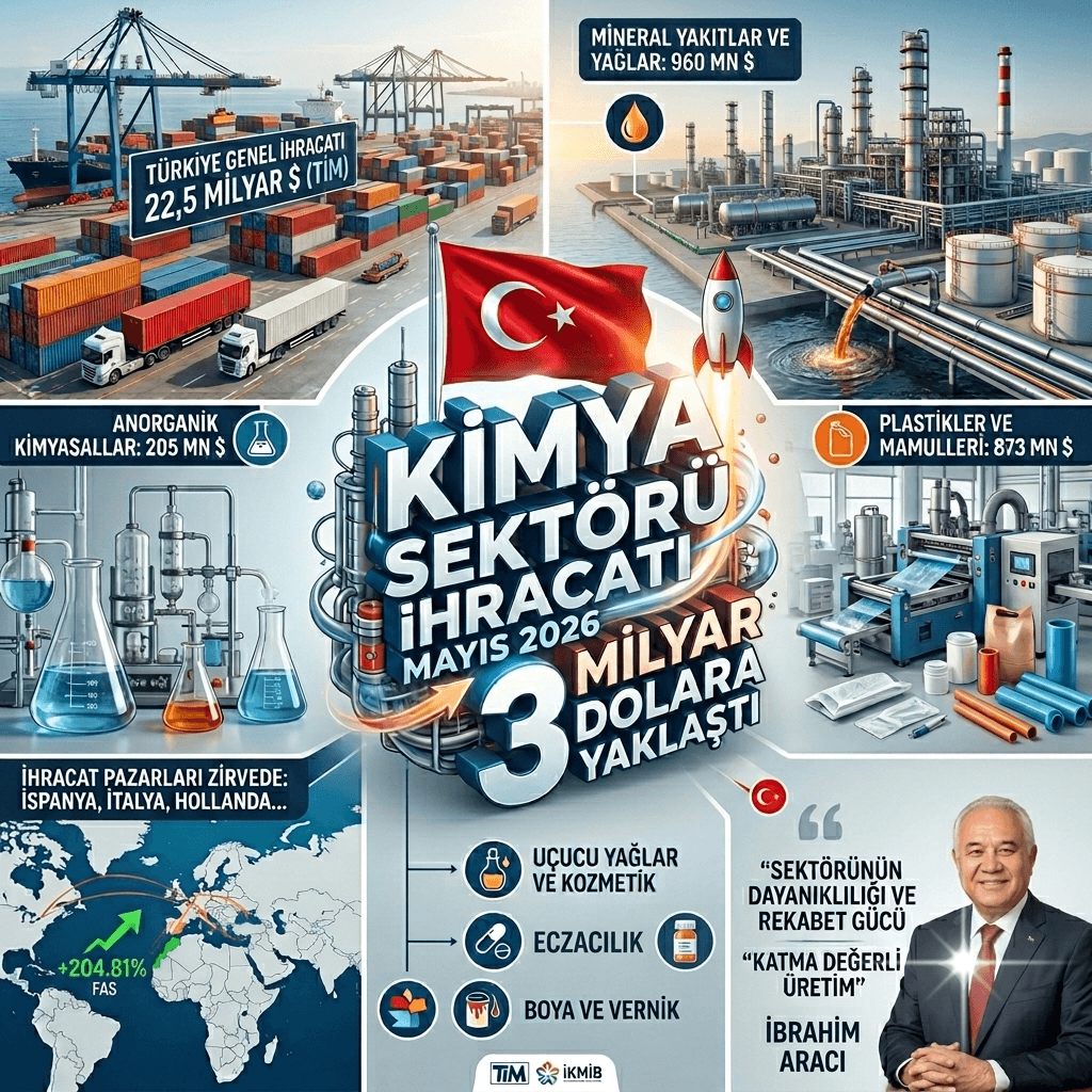 Mayıs’ta Kimya Sektörü İhracatı 3 Milyar Dolara Yaklaştı | Türkiye’nin İkinci Büyük İhracat Kaleminde %6,9 Büyüme