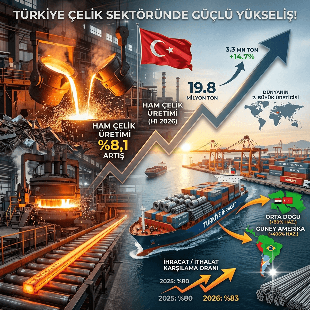 Türkiye'nin Ham Çelik Üretimi 19,8 Milyon Tona Yükseldi! İhracatta Güçlü Artışla Dünyada 7'nci Sıra Korundu