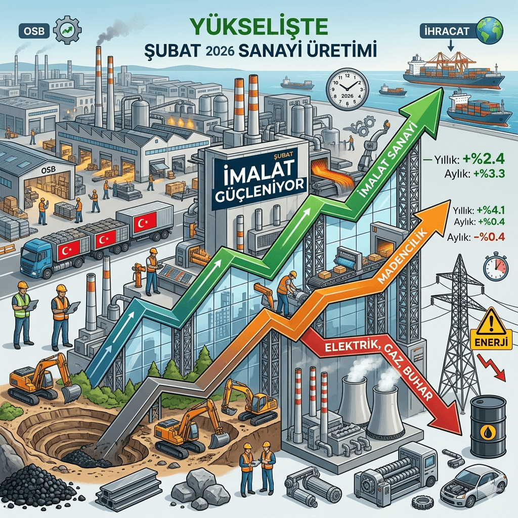 Sanayi Üretimi Şubat 2026’da Yükseldi: İmalat Güçlü Artarken Enerji Sektöründe Düşüş Warflation Olabilir Mi?