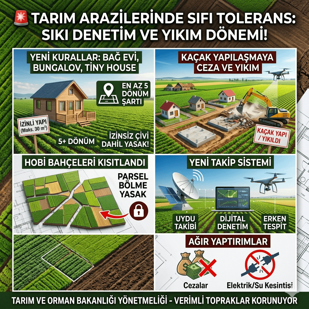 Tarım Arazilerinde Sıfır Tolerans: Bağ Evi, Bungalov ve Hobi Bahçelerine Yıkım Geliyor!