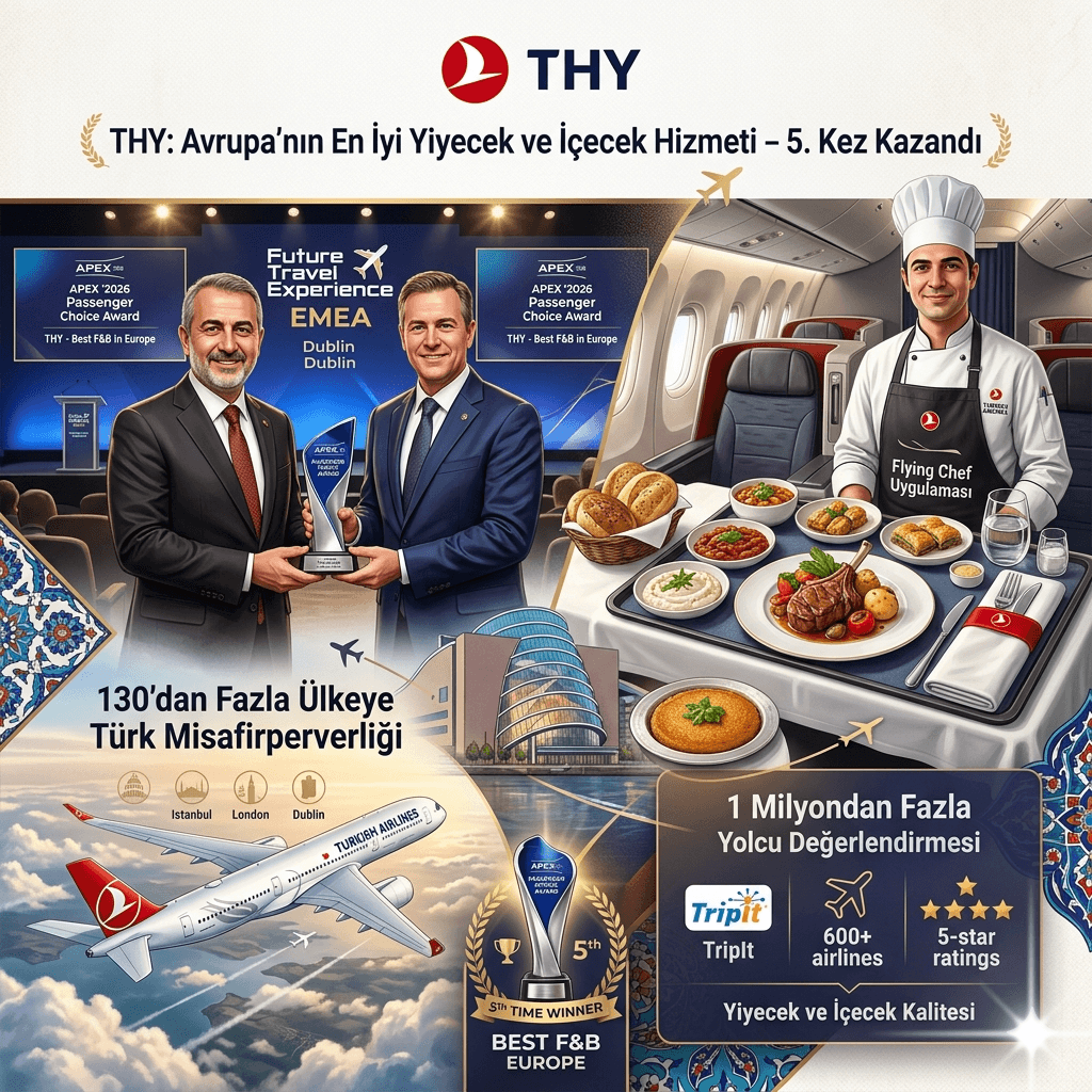 THY Zirveyi Bırakmadı: “Avrupa’nın En İyi Yiyecek ve İçecek Hizmeti” Ödülünü 5. Kez Kazandı