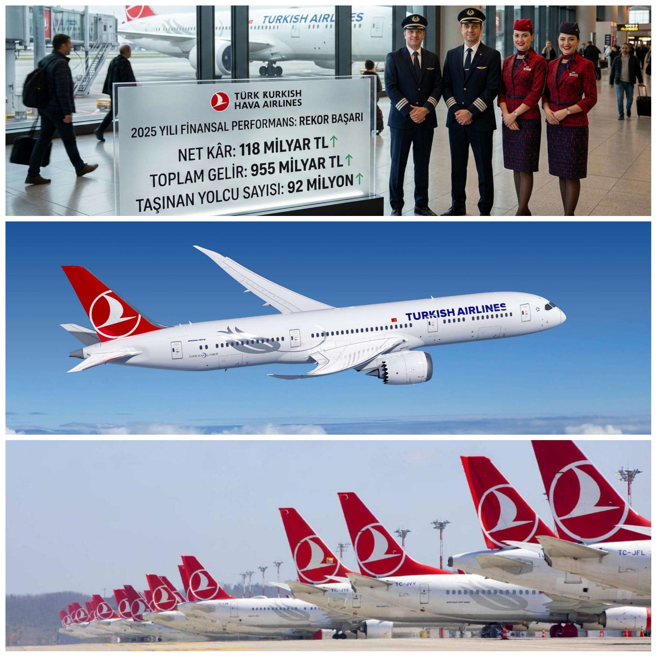 Türk Hava Yolları 2025’te Rekor Finansal Performans: 118 Milyar TL Net Kâr, 955 Milyar TL Gelir ve 92 Milyon Yolcu