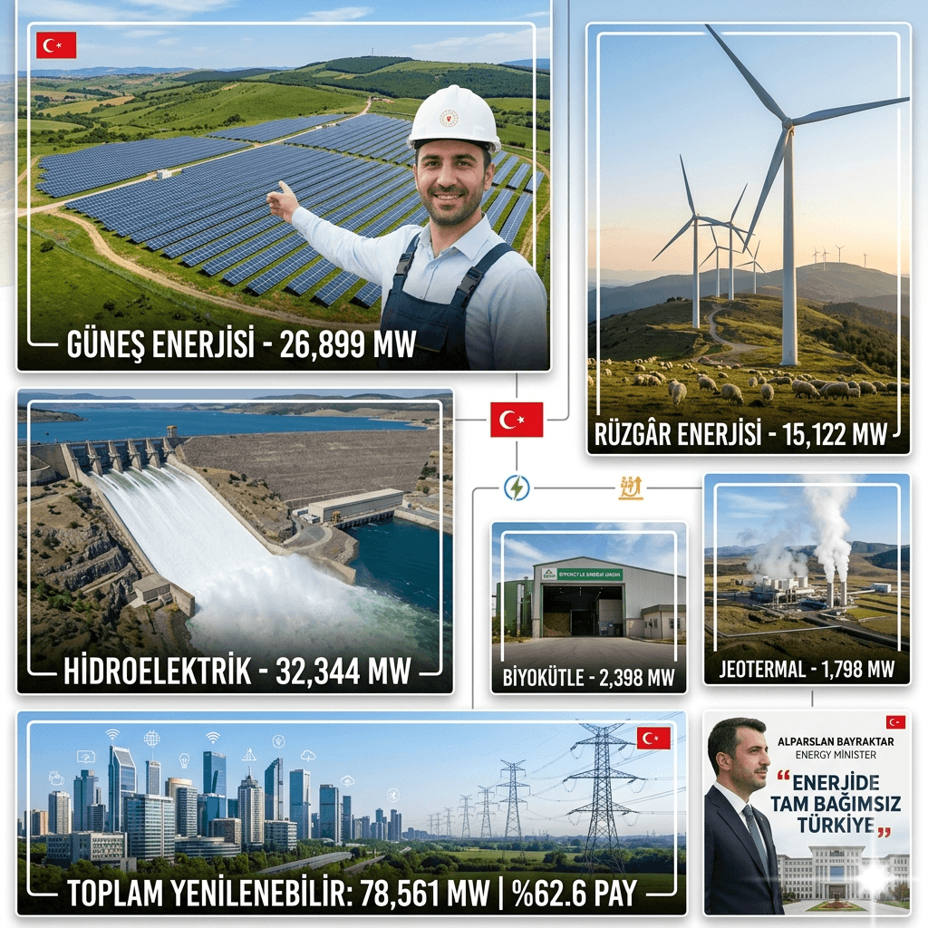 Türkiye Enerjide Yeni Eşiği Aştı: Yenilenebilir Kurulu Güç 78 Bin MW’ı, Güneş ve Rüzgâr 42 Bin MW’ı Geçti