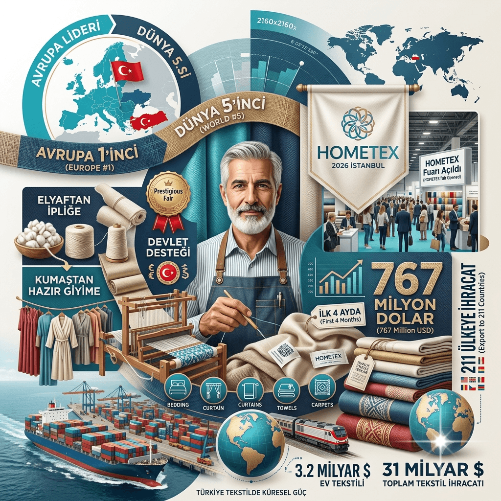 Türkiye Ev Tekstilinde Avrupa Birincisi Oldu: 767 Milyon Dolarlık İhracat ve HOMETEX’te Güçlü Mesaj