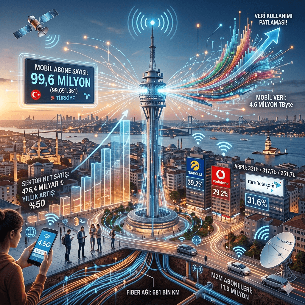 Türkiye’de 2025 Sonu Mobil Abone Sayısı 100 Milyona Dayandı! Telekom Sektöründe %50 Gelir Artışı ve Data Patlaması
