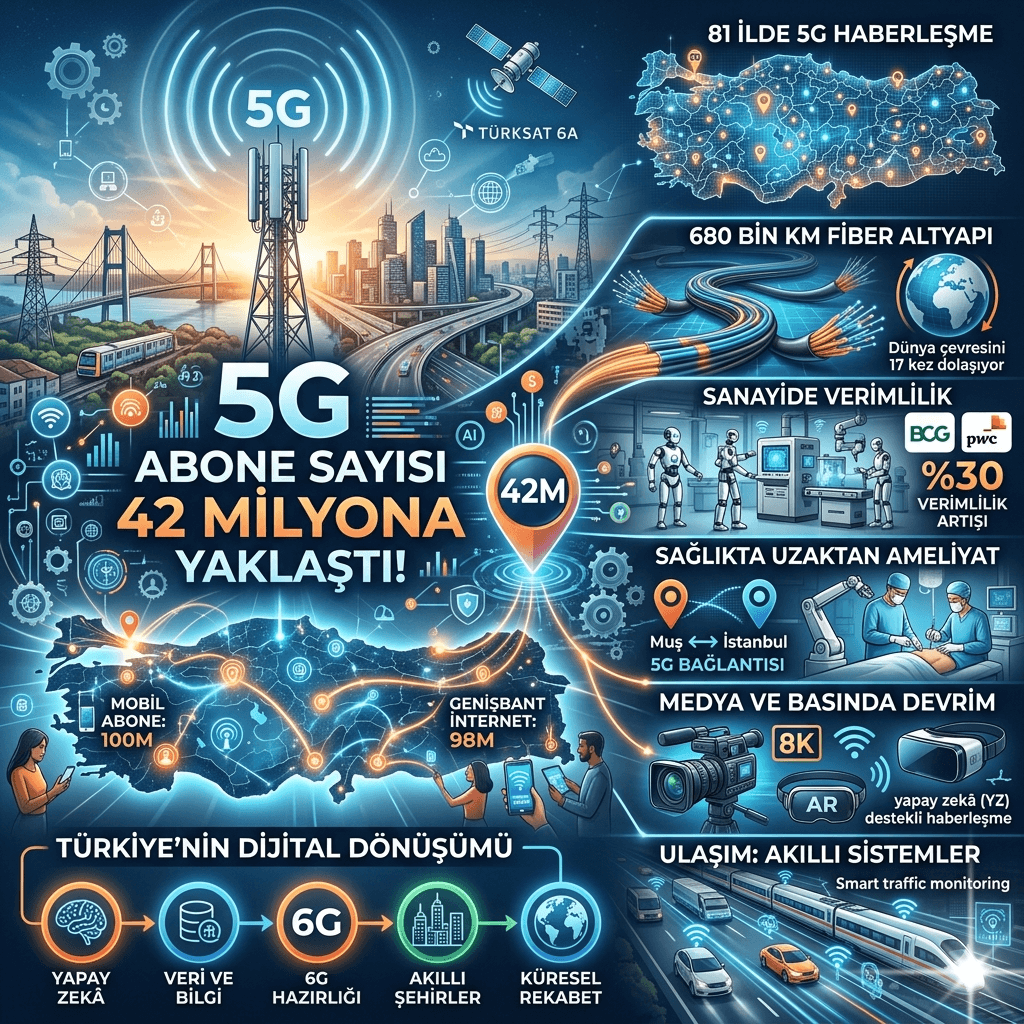 Türkiye’de 5G Devrimi: Abone Sayısı 42 Milyona Yaklaştı, Dijital Dönüşüm Hızlandı