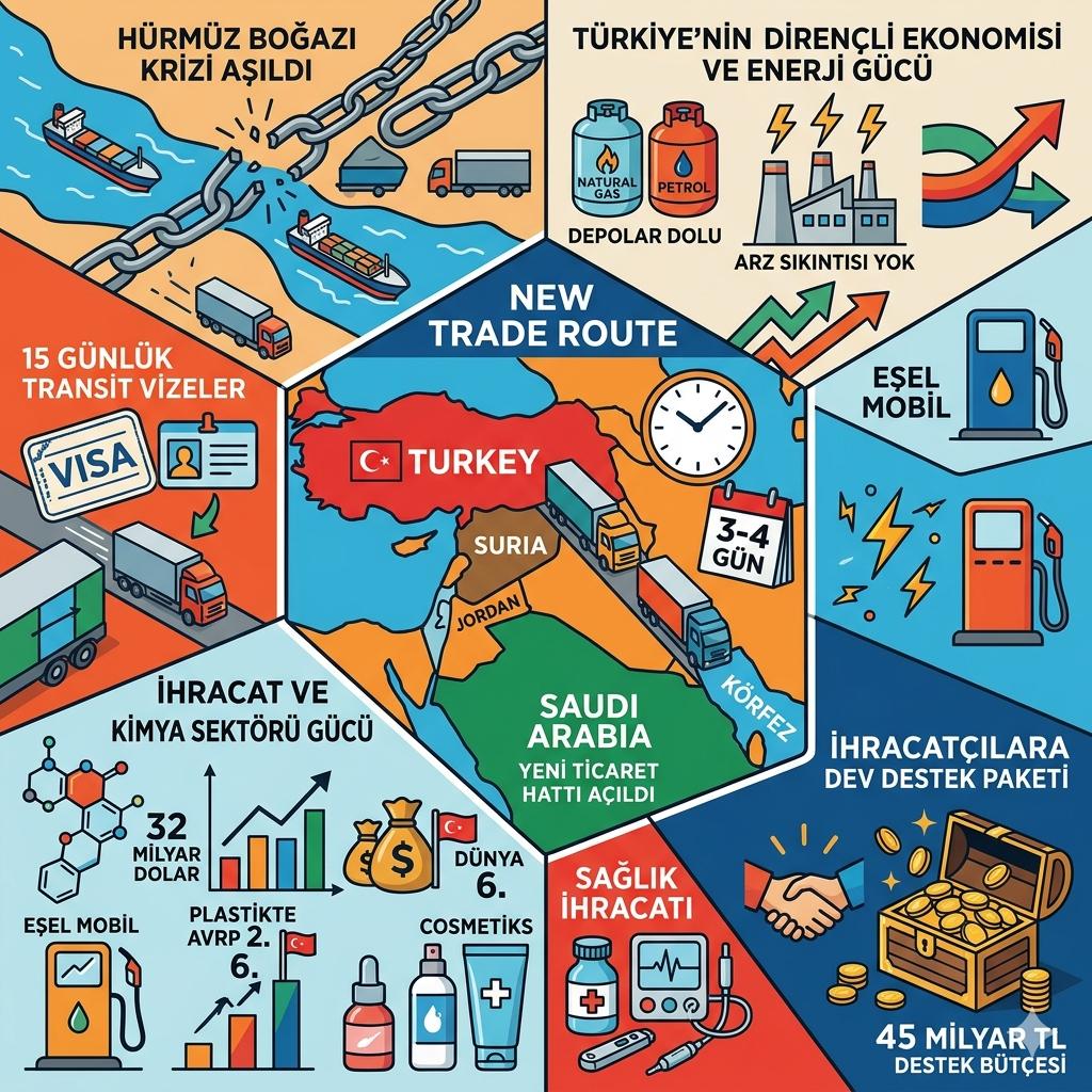 Türkiye’den Körfez’e Yeni Ticaret Koridoru: Hürmüz Krizine Karşı Kara Yolu Hamlesi, İhracatta Toparlanma ve Kimya Sektöründe 32 Milyar Dolarlık Güç