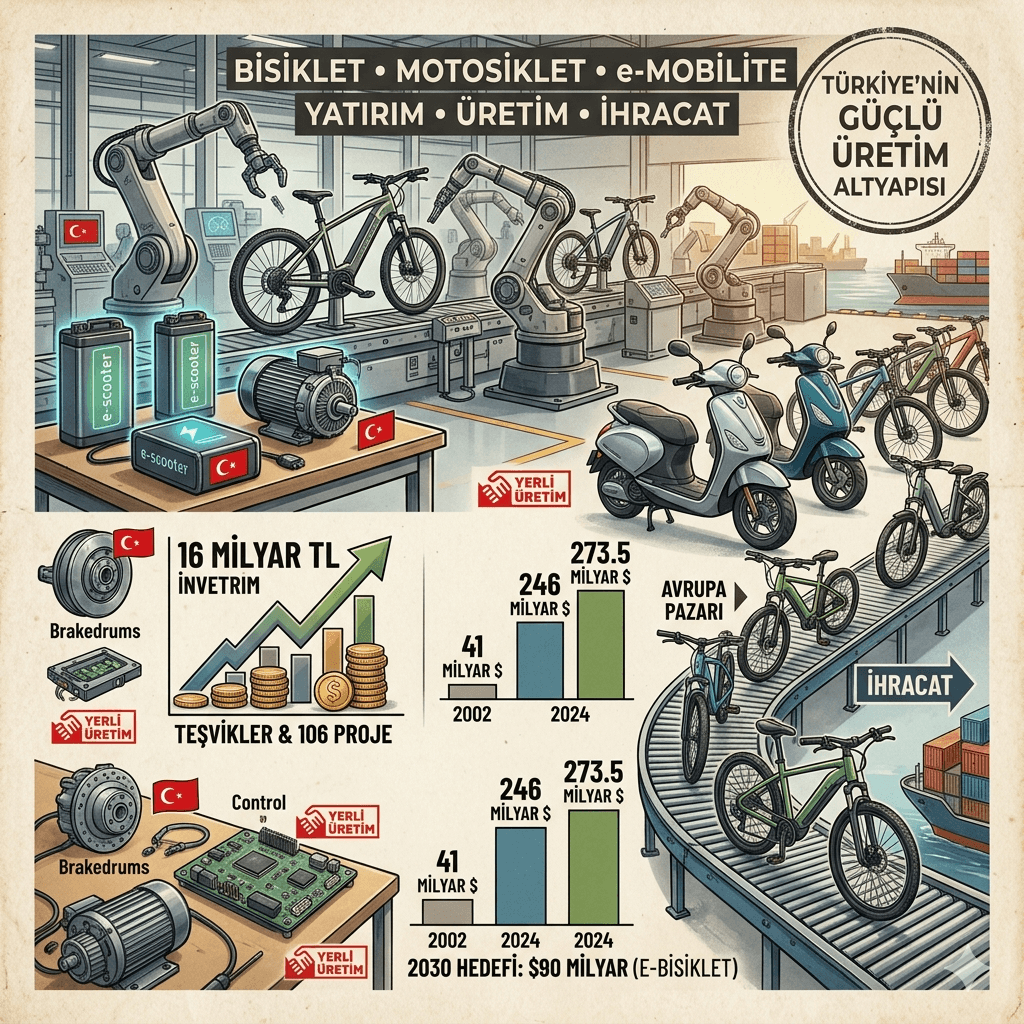 Türkiye’den Mobilite ve Sanayi Hamlesi: Bisiklet ve Motosiklet Sektöründe 16 Milyar TL’lik Yatırım ve Yeni Nesil Elektrikli Mobilite Dönüşümü