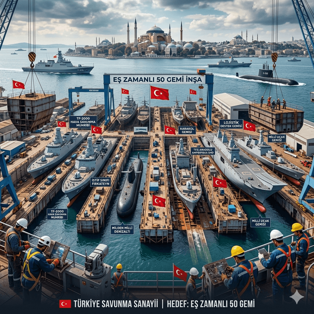 Türkiye’den Tarihi Savunma Atılımı: Aynı Anda 50 Savaş Gemisi İnşa Hedefi Açıklandı