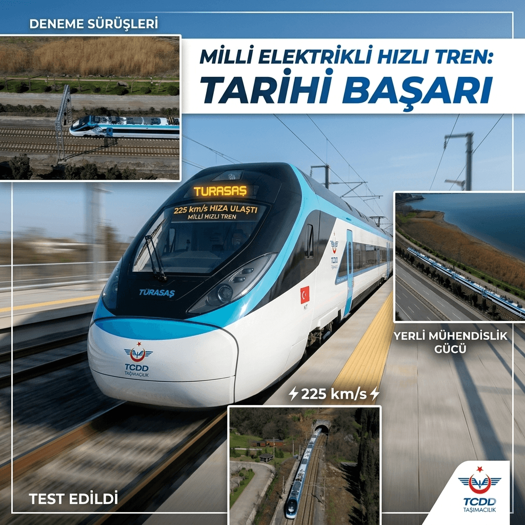 Türkiye’nin Milli Elektrikli Hızlı Treni Testlerde 225 Km/S Hıza Ulaştı: Yerli Teknolojide Tarihi Başarı!