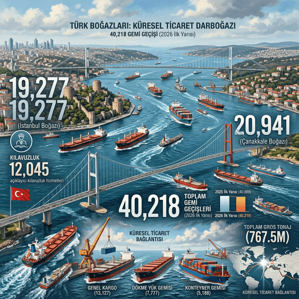Türk Boğazları Küresel Krizlere Rağmen Yoğunluğunu Korudu: İlk 6 Ayda 40 Binden Fazla Gemi Geçti