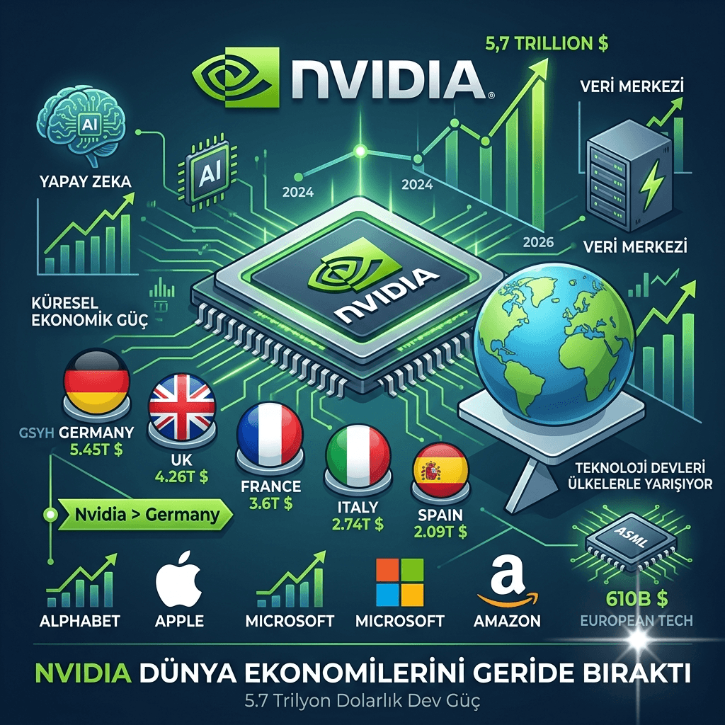 Yapay Zeka Çağı Ekonomileri Değiştiriyor: Nvidia Artık Almanya’dan Daha Büyük