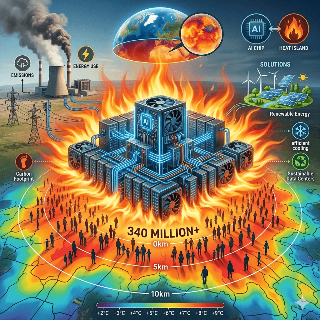 Yapay Zeka Veri Merkezleri Isı Enerjisi Yayıyor: “Isı Adası” Etkisi 340 Milyon Kişiyi Tehdit Ediyor!
