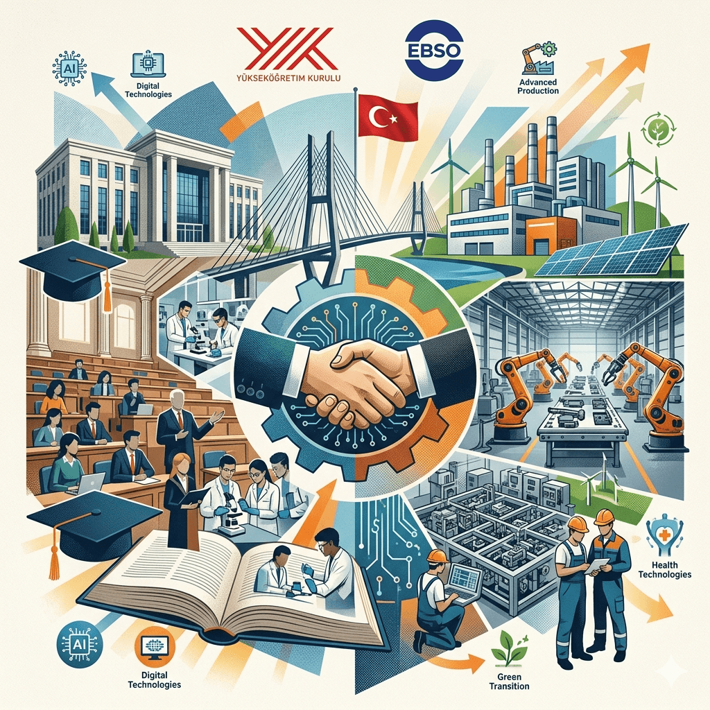 YÖK ve EBSO’dan Dev Hamle: 12 Bin Öğrenci Sanayide Eğitim Alacak, Üniversite-Sanayi Entegrasyonu Güçleniyor