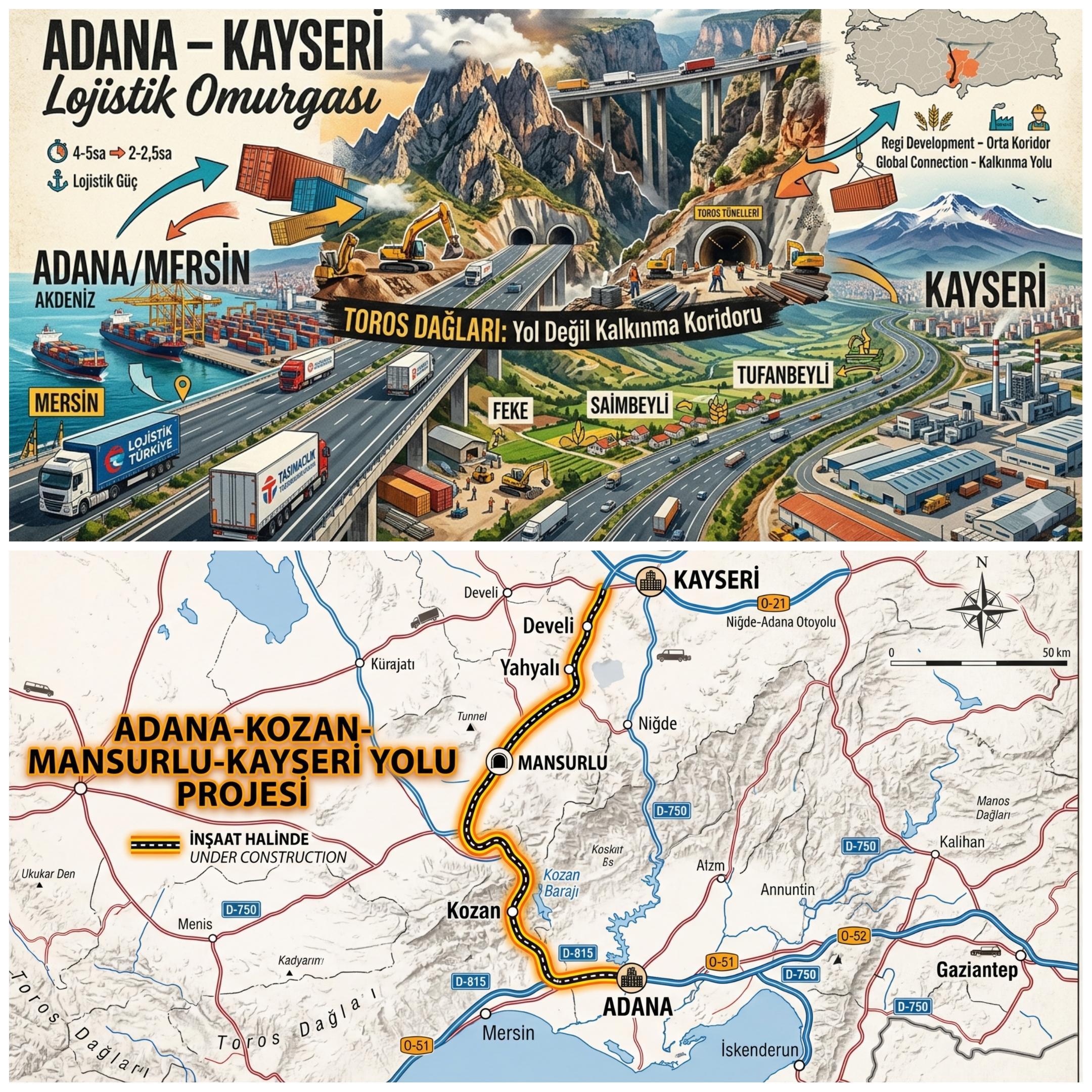 Yol Değil Kalkınma Koridoru: Adana–Kayseri Hattı ile Mesafe 100 Km Kısalıyor, Lojistikte Yeni Dönem Başlıyor, Mersin ve Adana Limanları Anadolu'ya Açılıyor